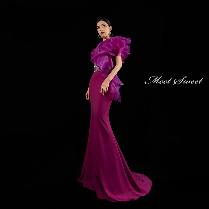 ウェディングドレス ウエディングドレス カラードレス パープル ブルー レッド マーメイドドレス マーメイドラインドレス ロングドレス ワンショルダー イブニングドレス パーティードレス ステージ衣装 舞台 演出 イベント 演奏会 発表会 結婚式 二次会 披露宴 コンサート