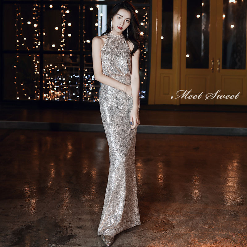 ウェディングドレス ウエディングドレス カラードレス マーメイドドレス マーメイドラインドレス ホルターネック シャンパン ブラック ロングドレス フォーマル イブニングドレス パーティードレス スパンコール ファスナー 演奏会 発表会 結婚式 二次会 披露宴 コンサート