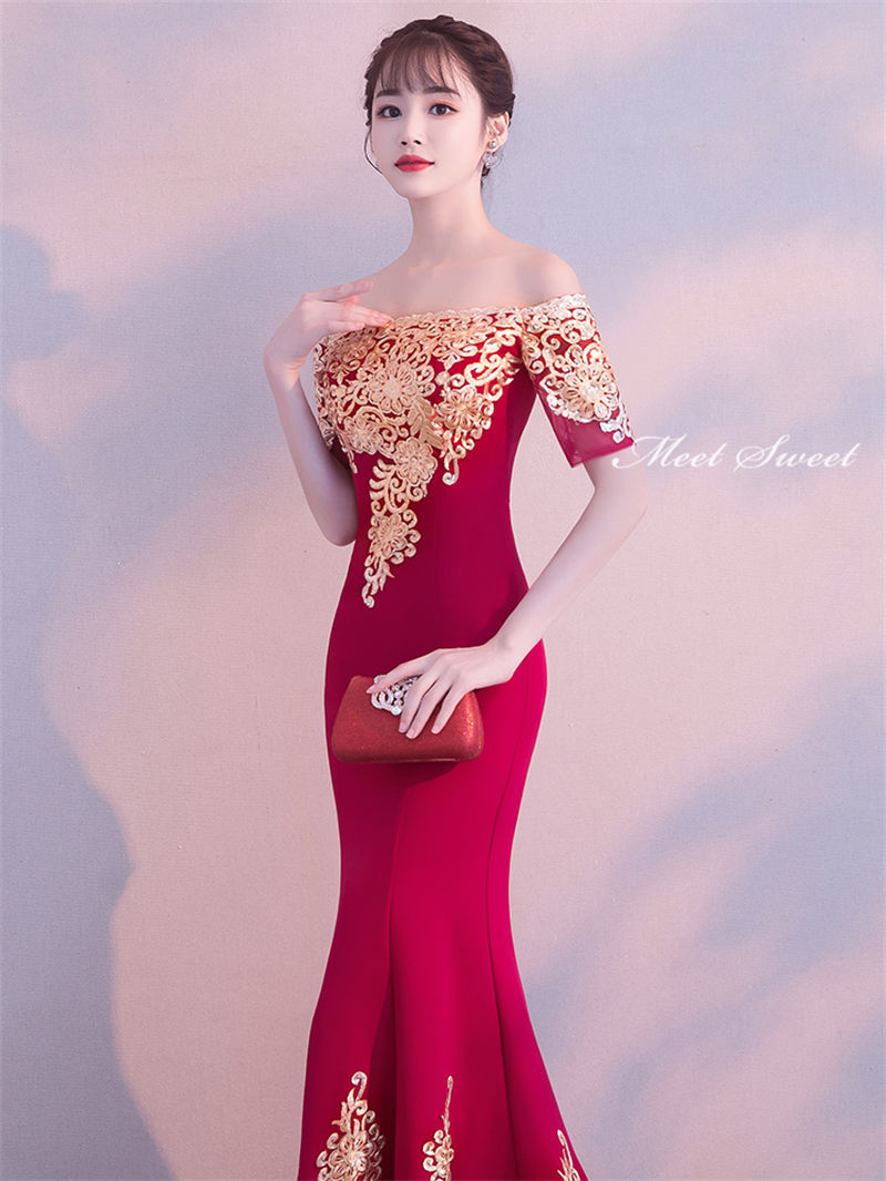 ウェディングドレス ウエディングドレス カラードレス マーメイドドレス マーメイドラインドレス ロングドレス フォーマル オフショルダー レッド サテン イブニングドレス パーティードレス 編み上げ 結婚式 二次会 演奏会 発表会 披露宴 コンサート 花嫁 カクテルドレス