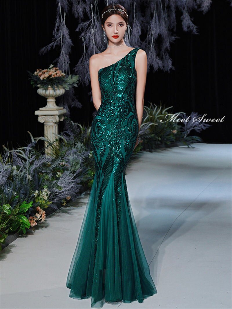 ウェディングドレス ウエディングドレス カラードレス グリーン ホワイト ゴールド スパンコール マーメイドドレス マーメイドラインドレス ロングドレス フォーマル ファスナー イブニングドレス パーティードレス ワンショルダー 演奏会 発表会 結婚式 二次会 コンサート