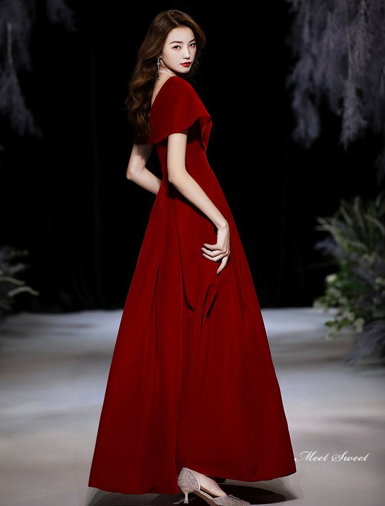 ウェディングドレス ウエディングドレス カラードレス カクテルドレス ロングドレス パーティードレス 発表会ドレス 演奏会 ステージドレス イブニングドレス ベルベット ファスナー ワインレッド フォーマル 結婚式 二次会 披露宴 コンサート 花嫁 前撮り 後撮り