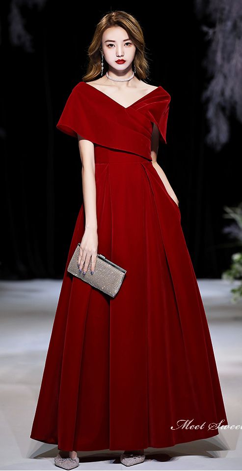 ウェディングドレス ウエディングドレス カラードレス カクテルドレス ロングドレス パーティードレス 発表会ドレス 演奏会 ステージドレス イブニングドレス ベルベット ファスナー ワインレッド フォーマル 結婚式 二次会 披露宴 コンサート 花嫁 前撮り 後撮り