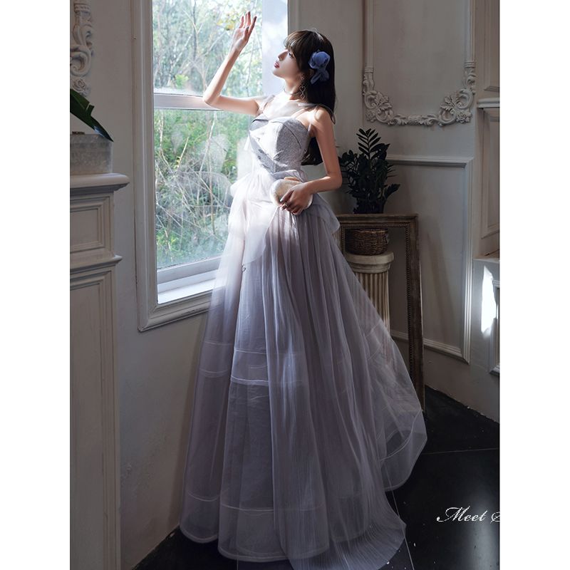 ウェディングドレス ウエディングドレス カラードレス カクテルドレス ロングドレス パーティードレス 発表会ドレス 演奏会 ステージドレス イブニングドレス 大人 グレー キャミソール コンクール 成人式 結婚式 二次会 披露宴 コンサート 花嫁 前撮り 後撮り