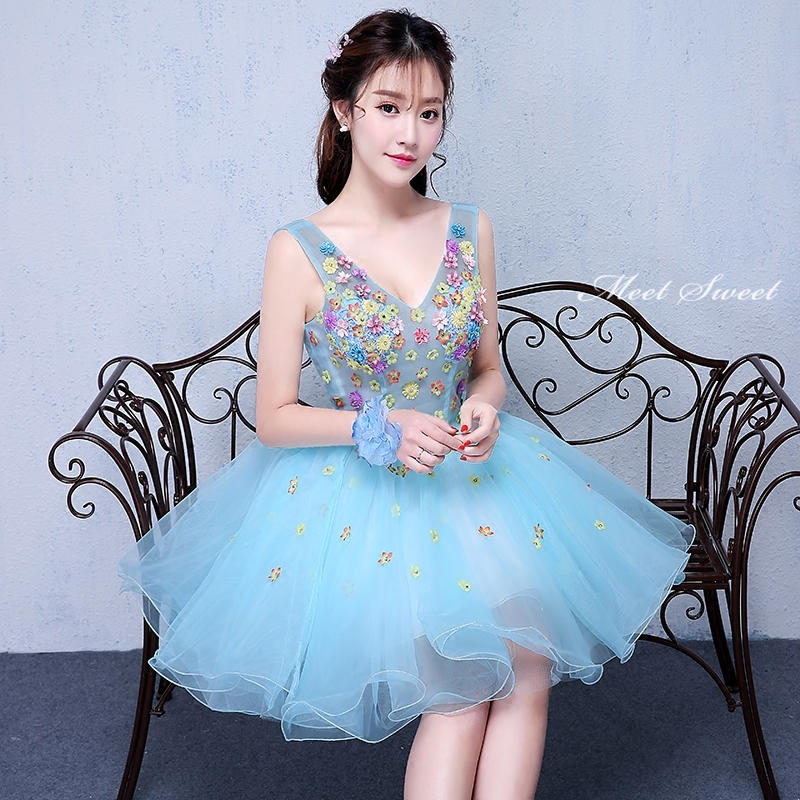 プリンセス ウエディングドレス カラードレス ミニ 演奏会 青 ブルー ウェディングドレス カラードレス 花嫁 二次会ドレス 結婚式 ウェディング シンプル 発表会 パーティードレス イブニングドレス 披露宴 コンサート カクテルドレス 前撮り 後撮り ブライダル フォーマル