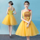 ウェディングドレス ウエディングドレス パーティードレス 結婚式 ミモレ丈 花嫁 カラードレス ミニドレス 二次会ドレス お呼ばれ 演奏会用 20代 30代 サーキュラースカート ワンショルダー ゴールド 発表会 イブニングドレス 披露宴 コンサート カクテルドレス