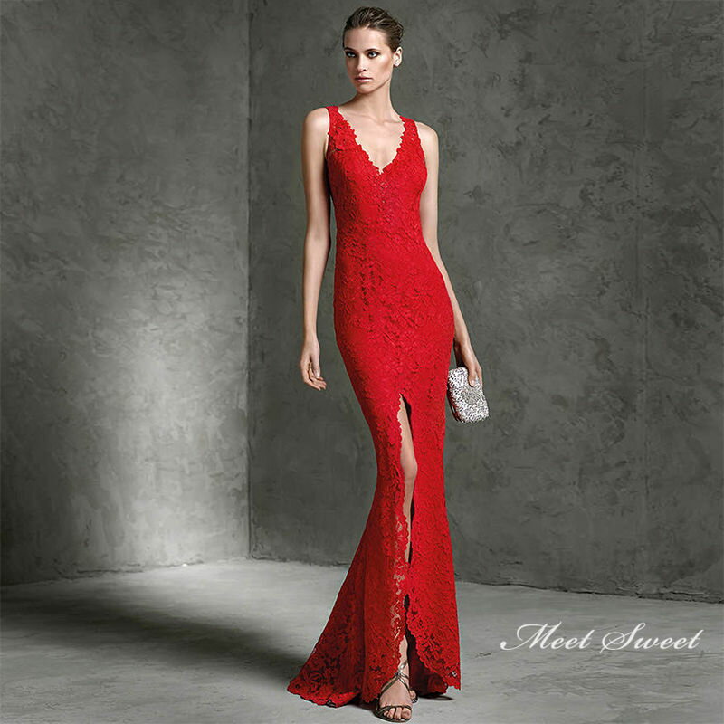 【マラソンP2倍×最大2000円クーポン 10/27 9:59まで】ウェディングドレス ウエディングドレス カラードレス 赤 Vネック スリット パーティードレス 結婚式 演奏会 イブニングドレス 二次会ドレス ウエディング マーメイドラインドレス ロングドレス 発表会ドレス 背中開き