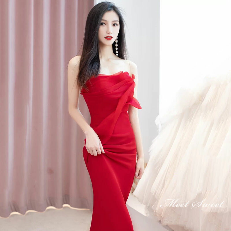 ウェディングドレス ウエディングドレス カラードレス 演奏会 赤 披露宴 フォーマルドレス 結婚式 イブニングドレス 二次会ドレス 花嫁 ロングドレス 発表会 パーティードレス 袖あり コンサート オフショルダー カクテルドレス 前撮り 後撮り ブライダル wedding dress