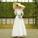 ウェディングドレス ロングドレス オフホワイト 半袖 シフォン 花嫁 二次会 結婚式 発表会 二次会 披露宴 リゾートウェディング ブライダル 撮影 海外挙式 ...