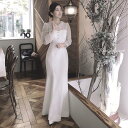 ウェディングドレス マキシ丈ドレス スレンダードレス 結婚式 花嫁 二次会ドレス ブライダルドレス 撮影 ホワイト 長袖 袖あり ロングスリーブ ウエディングドレス パーティードレス 前撮り 披露宴 エレガント 海外挙式 セミオーダー おしゃれ フォト婚 wedding dress