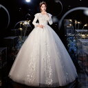ウェディングドレス 白 オフホワイト 安い 結婚式 花嫁ドレス 二次会ドレス 長袖 ロングスリーブ プリンセス 春 秋冬 ウエディングドレス ロングドレス 披露宴 イブニングドレス 大きいサイズ 姫風 前撮り ブライダルドレス エレガント 海外挙式 セミオーダー クラシカル