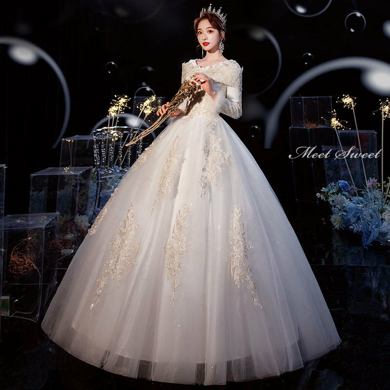ウェディングドレス 白 オフホワイト ホワイト 安い 結婚式 花嫁ドレス 二次会ドレス 長袖 ロングスリーブ プリンセス 春新作 ウエディングドレス ロング丈 ロングドレス ブライダルドレス 披露宴 wedding dress 前撮り エレガント 海外挙式 セミオーダー クラシカル