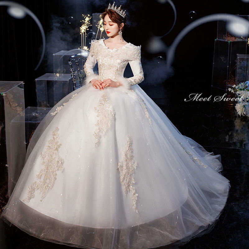 ウェディングドレス 白 オフホワイト ホワイト 安い 結婚式 花嫁ドレス 二次会ドレス 長袖 ロングスリーブ プリンセス 春新作 ウエディングドレス ロング丈 ロングドレス ブライダルドレス 披露宴 wedding dress 前撮り エレガント 海外挙式 セミオーダー クラシカル