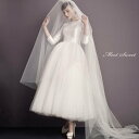 ウェディングドレス レトロ プリンセスラインスカート ミモレドレス ホワイト 長袖 ロングスリーブドレス 結婚式 披露宴 二次会ドレス 前撮り パーティー 写真 ウエディングドレス ブライダルドレス 花嫁ドレス エレガント 海外挙式 セミオーダー ボリューム クラシカル(4)