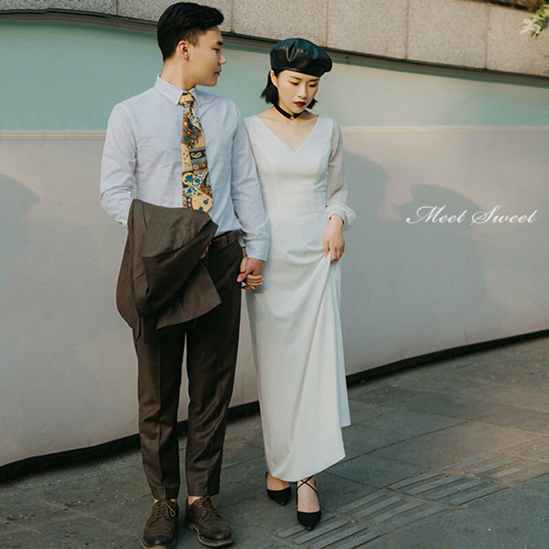 ウェディングドレス ウエディングドレス 白 オフホワイト 結婚式 ロング丈 ロングドレス スレンダードレス 海外挙式 花嫁ドレス 二次会ドレス 大きいサイズ 長袖 ロングスリーブ パーティードレス 披露宴 ブライダルドレス シンプル 演奏会 前撮り エレガント セミオーダー