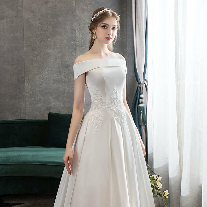 ウェディングドレス ウエディングドレス 結婚式 二次会ドレス aラインドレス サテン 花嫁ドレス 白 オフホワイト 大きいサイズ 海外挙式 パーティードレス 披露宴 ブライダルドレス ロング丈 ロングドレス 演奏会 オフホワイト 前撮り エレガント セミオーダー おしゃれ