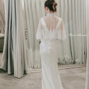 ウエディングドレス 二次会ドレス 花嫁 前撮り ウェディングドレス パーティードレス 新婦 ロングドレス 結婚式 エレガント イブニングドレス 袖あり ブライダルドレス マーメイド 披露宴 海外挙式 セミオーダー おしゃれ エレガンス ホワイトドレス wedding dress