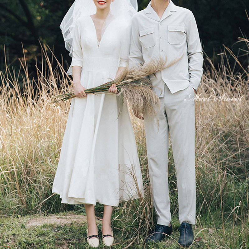 ウェディングドレス 新婦 ロングドレス Aラインドレス 結婚式 ウエディングドレス 二次会ドレス 花嫁 前撮り エレガント ホワイト シンプル リゾートドレス ワンピース 披露宴 ブライダルドレス 海外挙式 セミオーダー おしゃれ フォト婚 ホワイトドレス wedding dress