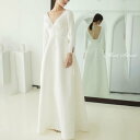 ウェディングドレス 新婦 ロングドレス 結婚式 ウエディングドレス 長袖 袖あり ロングスリーブ 二次会ドレス 花嫁ドレス 前撮り エレガント オフホワイト リゾート ワンピース Vネック 20代 30代 40代 披露宴 ブライダルドレス 海外挙式 セミオーダー おしゃれ フォト婚