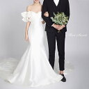 ウェディングドレス ロング丈 ロングドレス 結婚式 オフショルダー マーメイドラインドレス マーメイドドレス セクシー ウエディングドレス 二次会ドレス 花嫁ドレス 前撮り エレガント サテン ホワイト 後撮り 披露宴 ブライダルドレス 海外挙式 セミオーダー おしゃれ