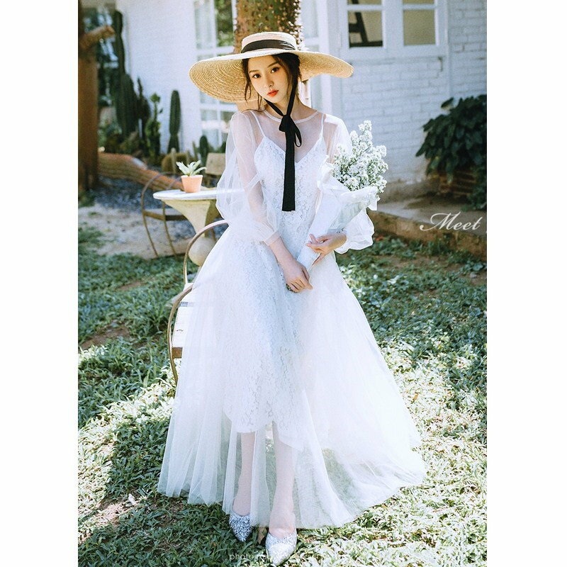 ウェディングドレス ウエディングドレス 二次会ドレス リゾートドレス 結婚式 ブライダルドレス 長袖 ロングスリーブ 前撮り 海外挙式 花嫁ドレス パーティードレス ワンピース ガーデンウェディング 後撮り チュール 披露宴 エレガント セミオーダー おしゃれ フォト婚