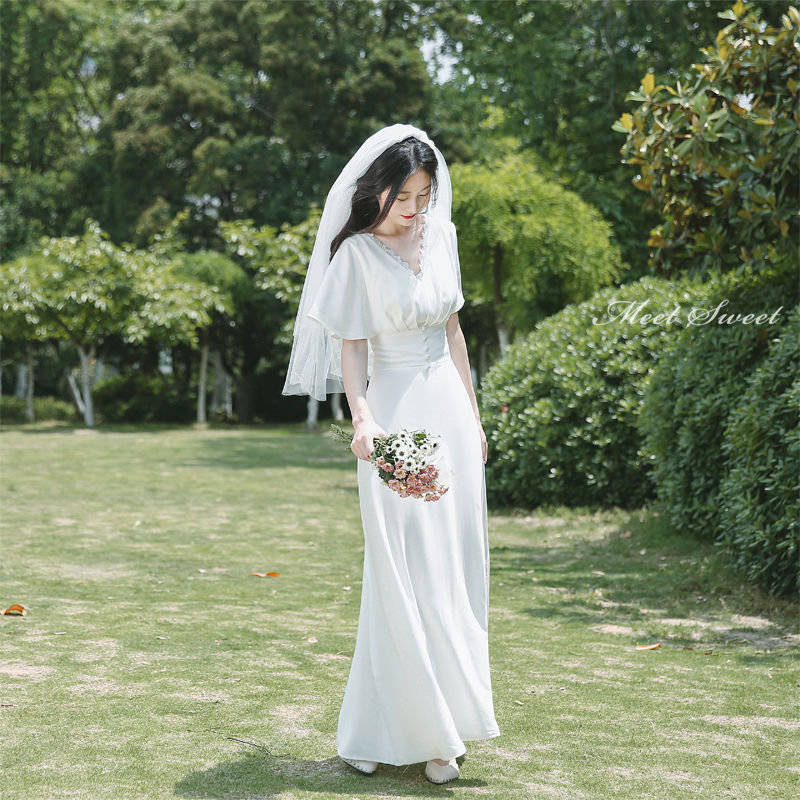 ウェディングドレス ウエディングドレス 二次会ドレス リゾートドレス 結婚式 袖あり ブライダルドレス 前撮り 海外挙式 花嫁 旅行 フォト パーティードレス ワンピース ガーデンウェディング 後撮り 披露宴 エレガント セミオーダー おしゃれ フォト婚 wedding dress