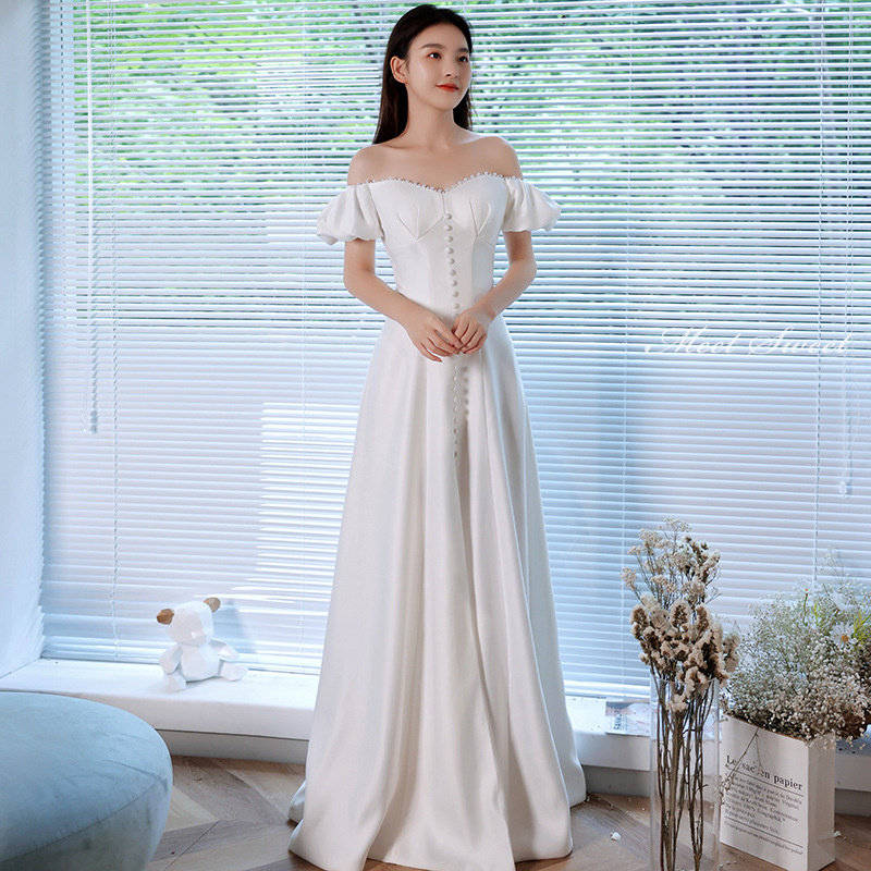 ウェディングドレス 花嫁 二次会ドレス ウエディングドレス 結婚式 新婦 ロングドレス オフショルダー 前撮り 披露宴 ブライダルドレス リゾート スリット フォトウエディング エレガント 海外挙式 セミオーダー おしゃれ エレガンス ホワイトドレス wedding dress