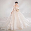 ウェディングドレス 二次会ドレス 結婚式 披露宴 ブライダルドレス ロング丈 ロングドレス 長袖 ロングスリーブ パフスリーブ 花嫁ドレス ウエディングドレス プリンセスラインドレス オフホワイト 編み上げ 前撮り エレガント 海外挙式 セミオーダー クラシカル(4)