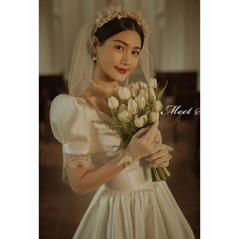 ウェディングドレス 二次会ドレス 結婚式 ブライダルドレス 新婦 ロングドレス サテン Aラインドレス 前撮り 海外挙式 花嫁 リゾートウェディング 記念撮影 ウエディングドレス 可愛い 披露宴 エレガント セミオーダー おしゃれ フォト婚 ホワイトドレス wedding dress