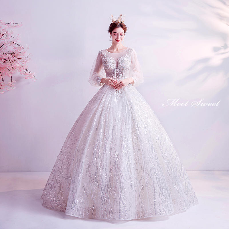 ウェディングドレス プリンセスラインドレス 長袖 大きいサイズ 袖あり ウエディングドレス 花嫁 披露宴 ロングドレス ブライダル レース 結婚式 二次会ドレス 前撮り 後撮り 袖付き フォトウェディング wedding dress 海外挙式 小さいサイズ 1.5次会 フォト婚 おしゃれ