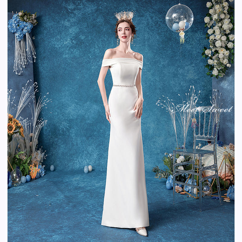 ウェディングドレス マーメイドドレス マーメイドラインドレス オフホワイト ロングドレス 花嫁ドレス　パーティードレス オフショルダー ウエディングドレス 気 高級 二次会ドレス 挙式 ブライダル 結婚式 披露宴 前撮り 後撮り フォトウェディング wedding dress