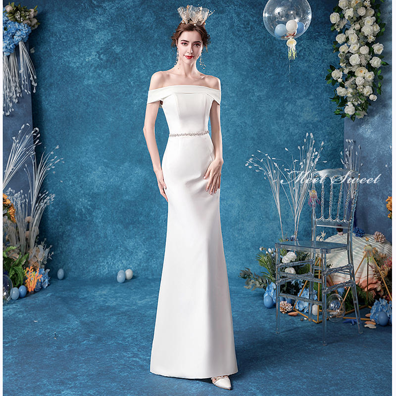 ウェディングドレス マーメイドドレス マーメイドラインドレス オフホワイト ロングドレス 花嫁ドレス　パーティードレス オフショルダー ウエディングドレス 気 高級 二次会ドレス 挙式 ブライダル 結婚式 披露宴 前撮り 後撮り フォトウェディング wedding dress