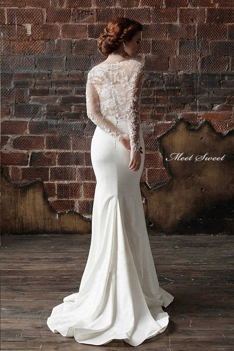 ウェディングドレス マーメイドラインドレス マーメイドドレス ウエディングドレス 長袖 ロングスリーブ パーティドレス レディース ロングドレス 披露宴 二次会ドレス 結婚式 マーメイドラインドレス マーメイドドレス レース セクシー 前撮り 後撮り 袖あり 袖付き 花嫁
