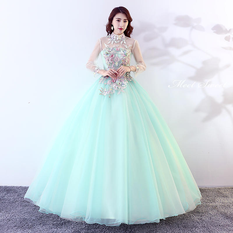 【P5倍★BLACK FRIDAY限定】ウェディングドレス ウエディングドレス カラードレス 演奏会用ロングドレス ライトグリーン 結婚式 コンサート 二次会ドレス 舞台衣装 ステージ衣装 披露宴 グリーン 声楽 コンクール 成人式 ステージ衣装 発表会 パーティードレス