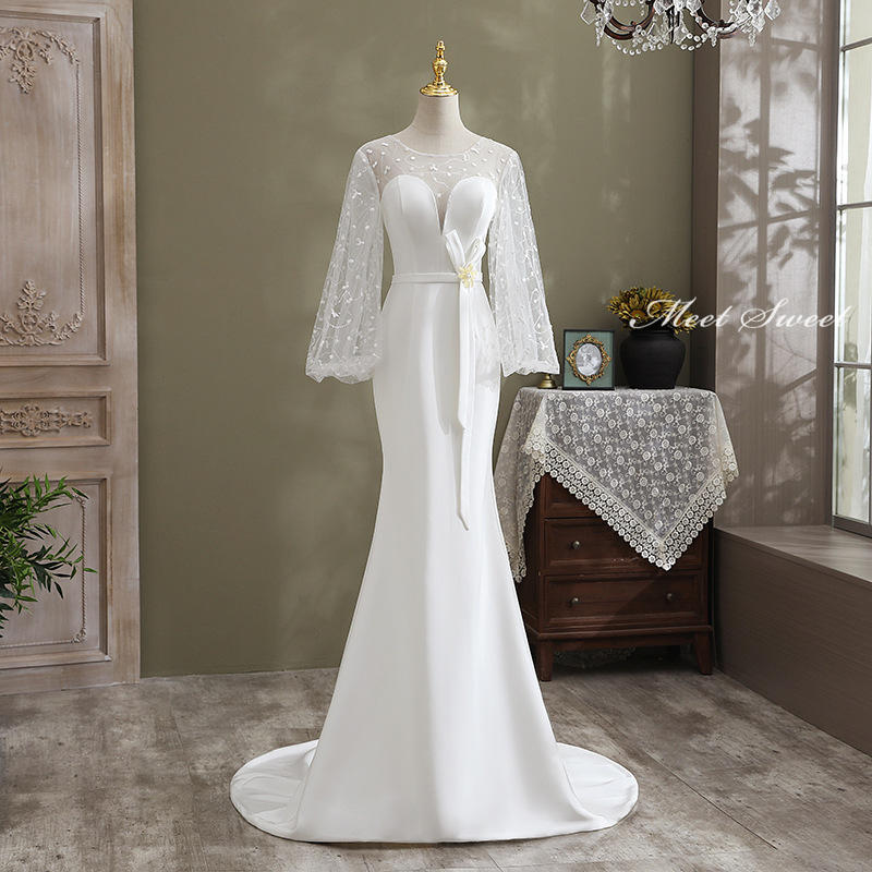 ウエディングドレス ウェディングドレス 二次会ドレス 花嫁 結婚式 マーメイドラインドレス マーメイドドレス ロングドレス お呼ばれ 20代 30代 40代 50代 フォーマル 披露宴 発表会 長袖 ロングスリーブ おしゃれ 前撮り 後撮り 袖あり 袖付き フォトウェディング