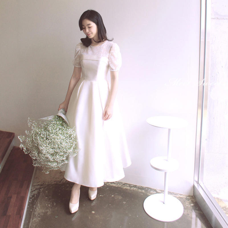 ウェディングドレス ウエディングドレス フォーマルドレス 半袖 ブライダル ウェディング 結婚式 二次会ドレス 披露宴 ワンピース 白ドレス お呼ばれ 前撮り 20代 30代 エレガント 後撮り 袖あり 袖付き 花嫁 フォトウェディング wedding dress 海外挙式 小さいサイズ