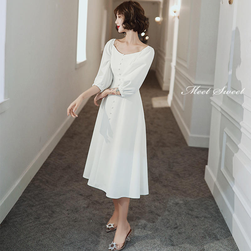 ウエディングドレス ウェディングドレス パーティードレス 結婚式 フォーマルドレス ミディアム丈 ブライダル 二次会ドレス 花嫁 発表会ドレス 入学式 入園式 卒業式 ワンピース ミモレ丈スカート 大きいサイズ 披露宴 前撮り 後撮り フォトウェディング wedding dress