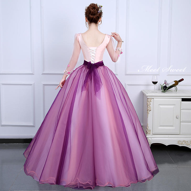 ウエディングドレス ロングドレス 演奏会 パーティードレス ピンク パープル 花 袖あり ウェディングドレス パーティー ピアノ演奏会 二次会 発表会ドレス コンサート 結婚式 披露宴 前撮り 後撮り 袖付き 花嫁 フォトウェディング wedding dress 海外挙式 小さいサイズ