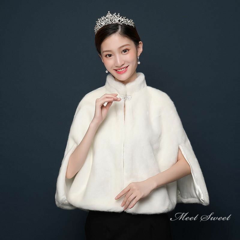 ショール 白 花嫁 披露宴 ファーボレロ 結婚式 発表会 二次会 演奏会 ブライダルケープ 肩掛け 安い 冬 成人式 ウエディングショール 秋冬 ボレロ ファーケープ