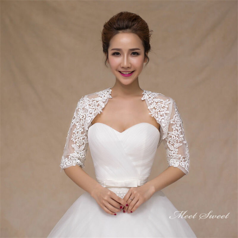 5分袖 袖あり ウエディングショール ブライダルケープ 花嫁 ボレロ 結婚式 ブライダル 肩掛け 二次会 レース 発表会 ケープ 披露宴 ウエディングケープ
