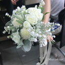 二次会 結婚式 ウエディングブーケ 造花 ウェディング 花嫁 ブライダルブーケ 花束 ローズ バラ オフホワイト クリーム 披露宴 インテリア