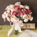 二次会 結婚式 ウエディングブーケ 造花 ウェディング 花嫁 ブライダルブーケ 花束 ローズ バラ ピンク 披露宴 前撮り 後撮り 取り外し可能