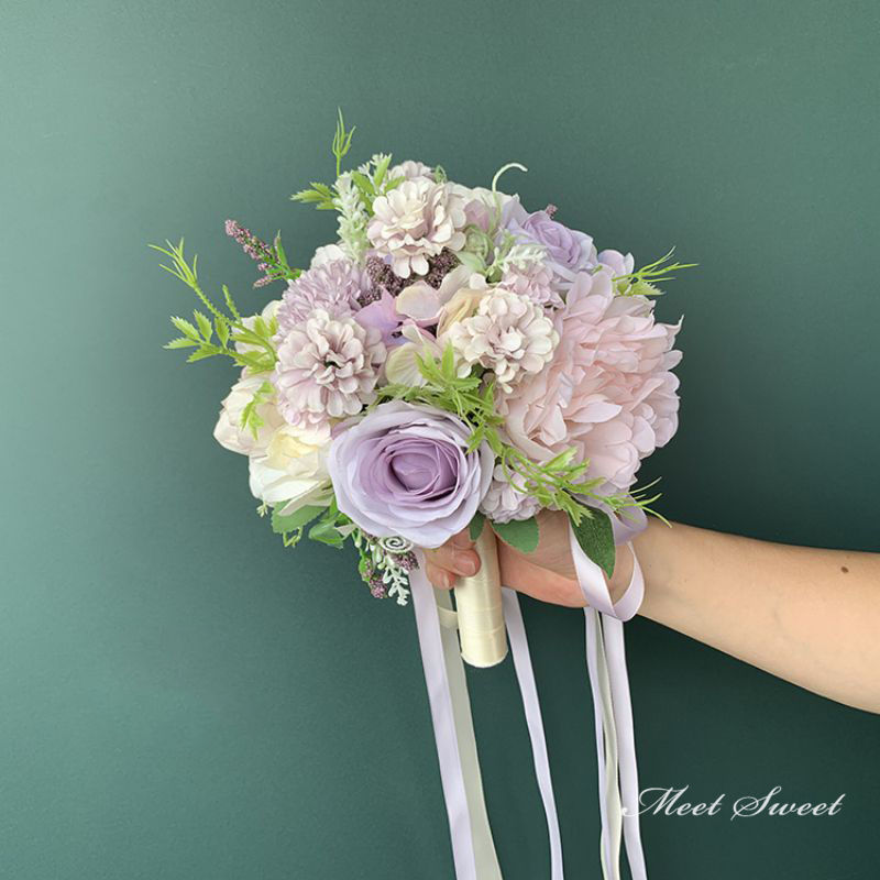 造花 結婚式 ブーケ ウエディングブーケ 花嫁 前撮り 披露宴 二次会 ブライダルブーケ パーティー 花束 インテリア アートフラワー ウェディング小物 可愛い