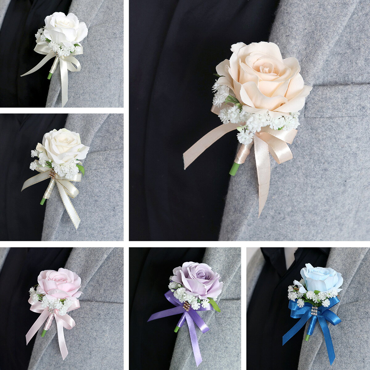 ブートニア 完成品 胸花 造花 ブライダル 二次会 結婚式 ウェディング 花嫁 新郎 披露宴 参列 ウエディング コサージュ 海外挙式 卒業式 卒園式 成人式 入学式 入園式 謝恩会 パーティー フォマール セレモニー ホワイト アイボリー シャンパン ピンク ブルー パープル 2