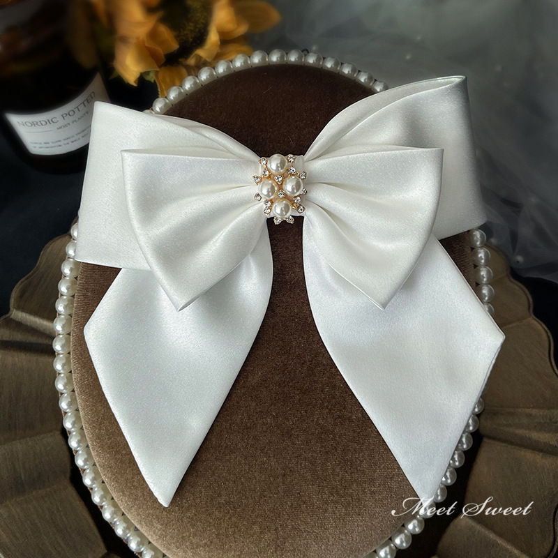 【P5倍★BLACK FRIDAY限定】ウェディング リボンヘアピン ウエディングヘッドドレス オフホワイト 花嫁小物 結婚式 披露宴 ブライダル 二次会 前撮...