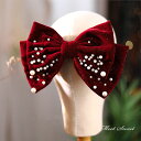 【P5倍★BLACK FRIDAY限定】ウェディング リボンヘアピン ウエディングヘッドドレス ワインレッド ベルベット 花嫁 日常 結婚式 披露宴 ブライダル...