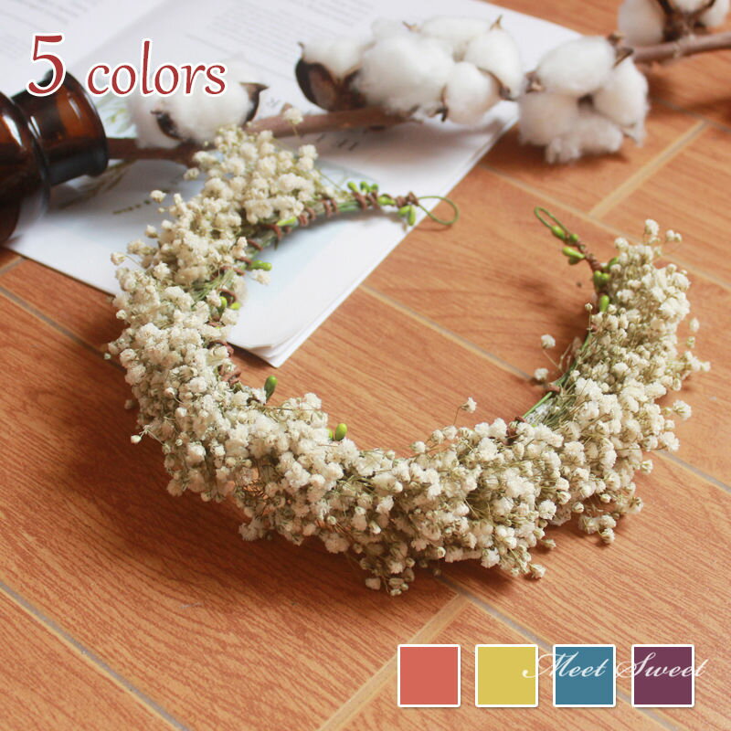 【P5倍★BLACK FRIDAY限定】ウェディング プリザーブドフラワー 花冠 かすみ草 花かんむり 花輪 リゾート 子供/大人 ヘッドドレス 髪飾り 花嫁 ...