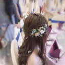 【在庫一掃赤字セール】ウェディング ヘッドドレス 花冠 花嫁花冠 花かんむり リゾート 海外挙式 旅行 造花 髪飾り 花嫁 二次会 結婚式 フェス 森ガール ボ...