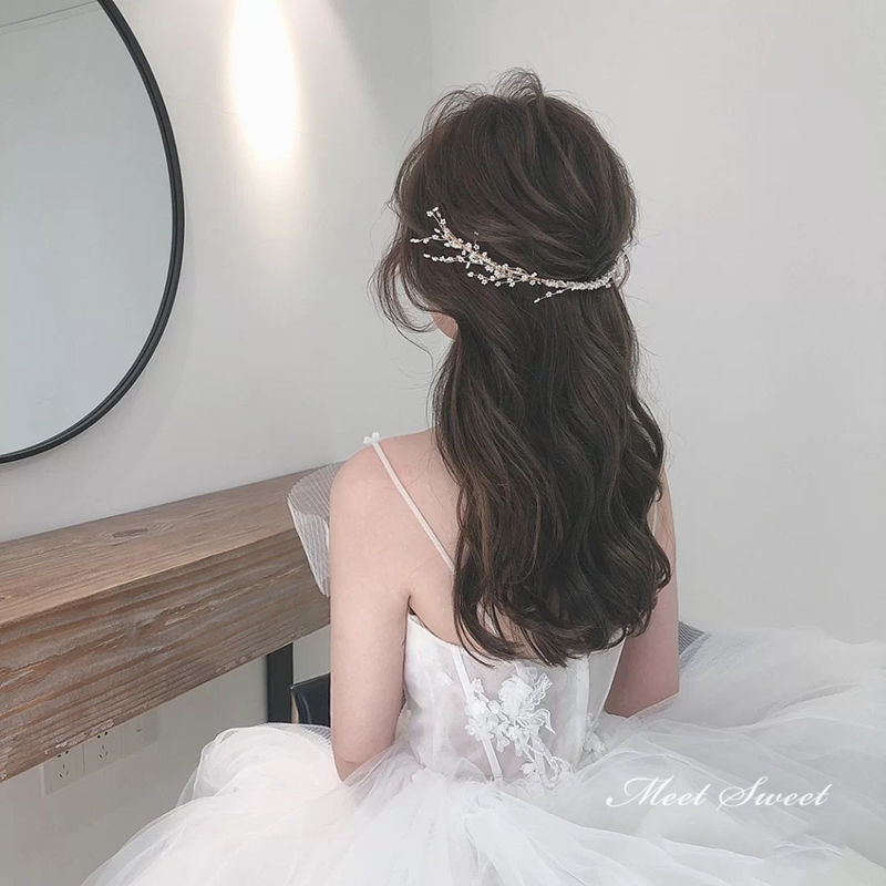 【P5倍★BLACK FRIDAY限定】結婚式 二次会 ウェディング ヘアアクセサリー 小枝 パール ゴールド 花嫁 ブライダル 発表会 髪飾り ヘッドドレス ...
