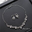 ネックレス+イヤリング セット ウエディング アクセサリー シルバー 花嫁 ウェディング 結婚式 前撮り ブライダル 二次会 前撮り チャペル 海外挙式 フォマ...