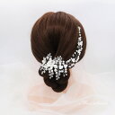 ヘッドドレス フラワー ウエディング パール 披露宴 ホワイト アクリル ヘアアクセサリー 花嫁 ウェディング 結婚式 前撮り 二次会 パーティー ブライダル小...